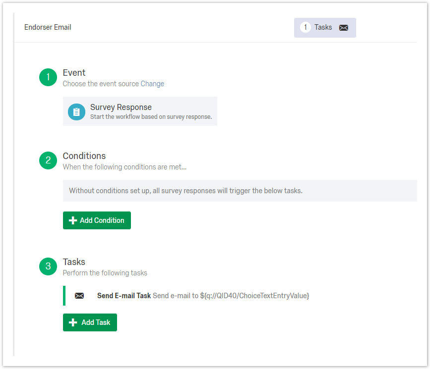 Catalyst Qualtrics Guide > Catalyst Qualtrics Guide Home > Endorser Email Action from Application Survey - example.PNG
